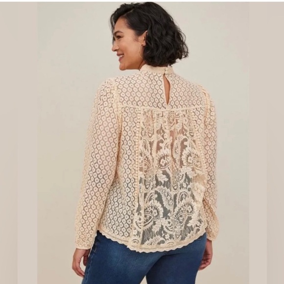 Torrid Mixed Lace High Neck Blouse - Picture 2 of 4